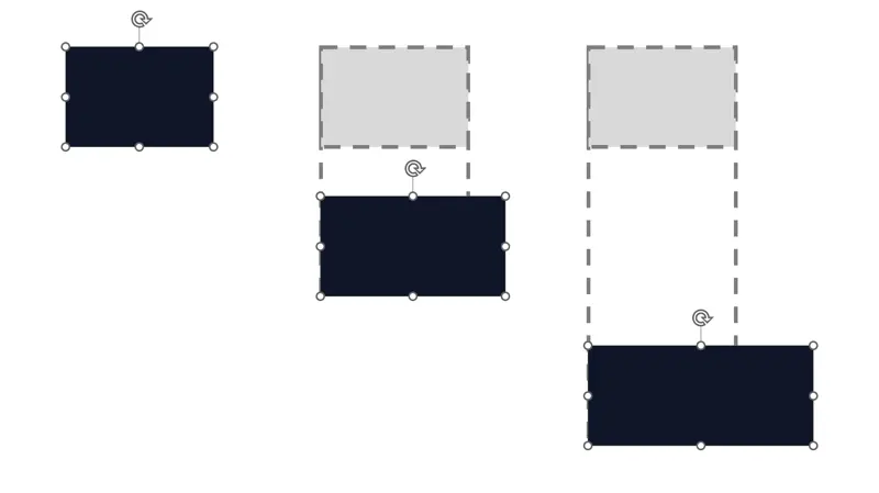 サイズ統一前。複数の図形の幅が異なっている。
